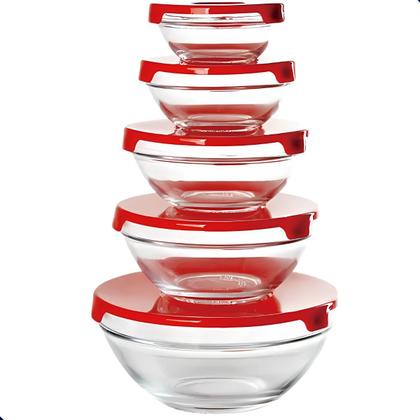 Imagem de Conjunto 10 Potes Tigelas Vasilhas Bowls Em Vidro Com Tampa