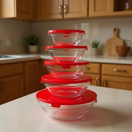 Imagem de Conjunto 10 Potes Tigelas Vasilhas Bowls Em Vidro Com Tampa