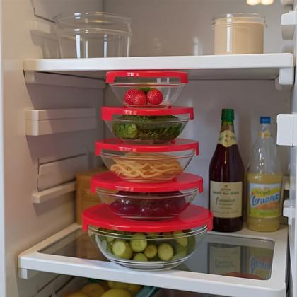 Imagem de Conjunto 10 Potes Tigelas Vasilhas Bowls Em Vidro Com Tampa