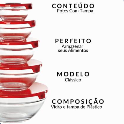 Imagem de Conjunto 10 Potes Tigelas Vasilhas Bowls Em Vidro Com Tampa
