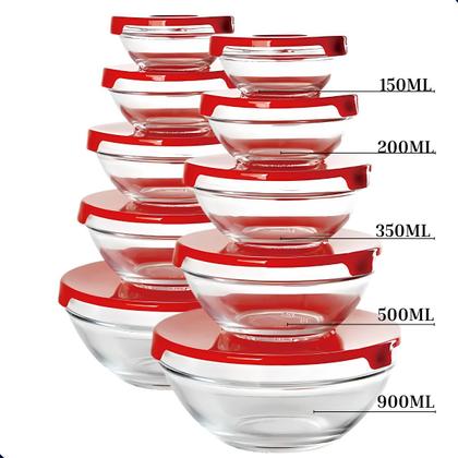 Imagem de Conjunto 10 Potes Tigelas Vasilhas Bowls Em Vidro Com Tampa