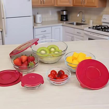 Imagem de Conjunto 10 Potes Tigelas Vasilhas Bowls Em Vidro Com Tampa