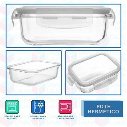 Imagem de Conjunto 10 Potes Vidro Hermético mantimentos marmita 370ml