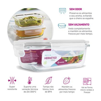 Imagem de Conjunto 10 Potes Vidro Hermético Marmita Mantimentos 370ml