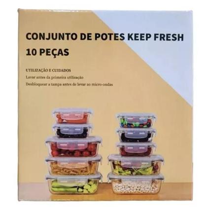 Imagem de Conjunto 10 Potes Vidro Hermético Vários Tamanhos Keep Fresh