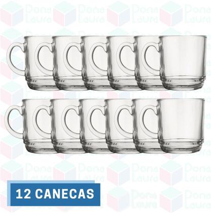 Imagem de Conjunto 12 Canecas Xicara Vidro 250ML Ideal Café Chocolate Chá