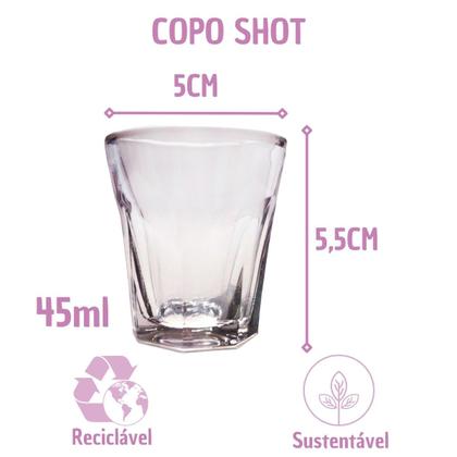 Imagem de Conjunto 12 Copos Shot Vidro Tequila Cachaça Dose 45ml Bar