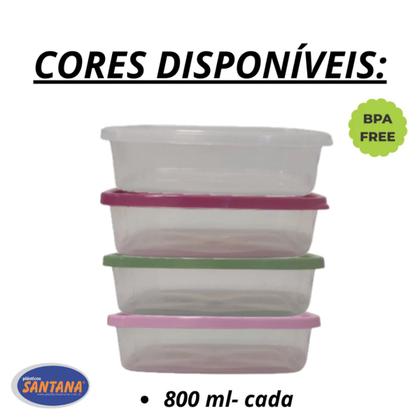 Imagem de Conjunto 12 Potes Retangular Graduado Para Marmitas 800 ml