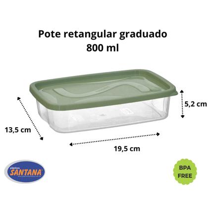 Imagem de Conjunto 12 Potes Retangular Graduado Para Marmitas 800 ml