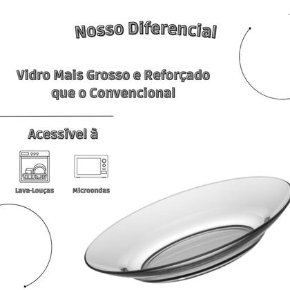 Imagem de Conjunto 12 Pratos Fundos de Vidro 22cm transparente  Design Elegante e Resistente