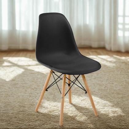 Imagem de Conjunto 14 Cadeiras Charles Eames Eiffel Wood Base Madeira - Preta