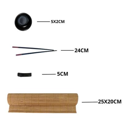 Imagem de Conjunto 16 Pçs Para Sushi De Bambu E Cerâmica Yokohama
