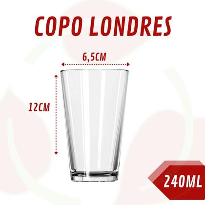Imagem de Conjunto 18 Copos De Vidro Transparente Londres 240ML Redondo