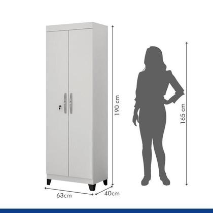 Imagem de Conjunto 2 Armários Multiuso Infantil 2 Portas com Chave e 5 Prateleiras Asteca Branco