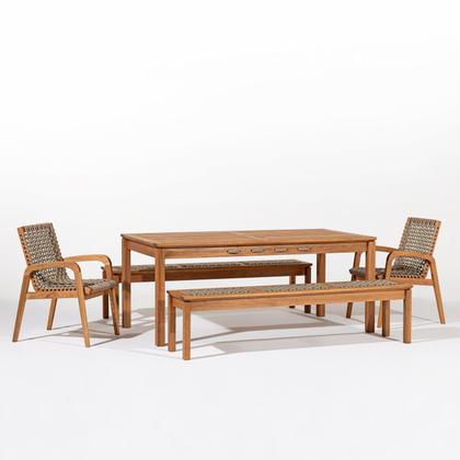 Imagem de Conjunto 2 Bancos 2 Cadeiras 1 Mesa 180cm - Varanda Coberta/área Gourmet Traço