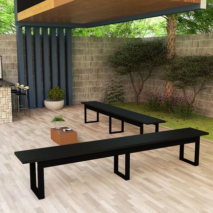 Imagem de Conjunto 2 Bancos Retangulares Com 160cm Mesa Sala Varanda Gourmet