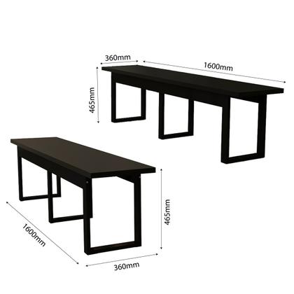 Imagem de Conjunto 2 Bancos Retangulares Com 160cm Mesa Sala Varanda Gourmet