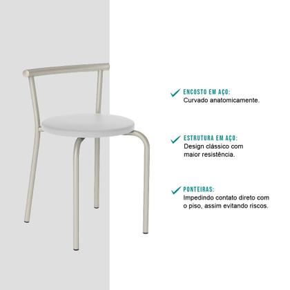Imagem de Conjunto 2 Banquetas 105 Tubo Prata Napa Branca Carraro