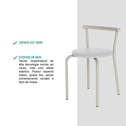 Imagem de Conjunto 2 Banquetas 105 Tubo Prata Napa Branca Carraro