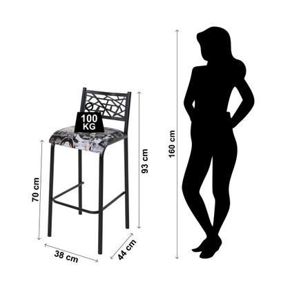 Imagem de Conjunto 2 banquetas alta cozinha balcao ciplafe dani tubo preto fosco assento estofado
