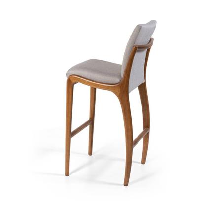 Imagem de Conjunto 2 Banquetas Altas com Encosto Estofadas em Madeira Maciça Garbo Cinza Claro - Straub Web