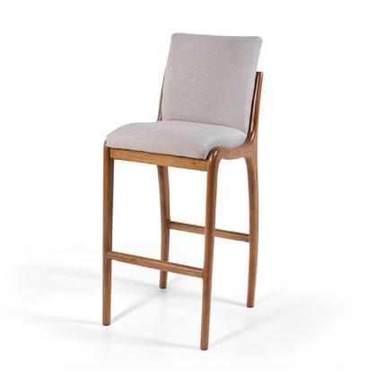 Imagem de Conjunto 2 Banquetas Altas com Encosto Estofadas em Madeira Maciça Garbo Cinza Claro - Straub Web