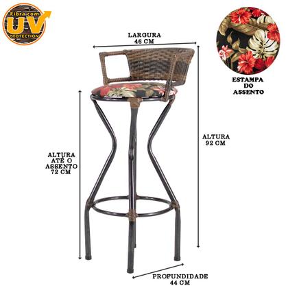 Imagem de Conjunto 2 Banquetas com Assento Estofado Charme em Ferro