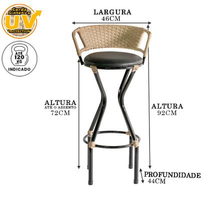 Imagem de Conjunto 2 Banquetas com Assento Estofado Charme em Ferro