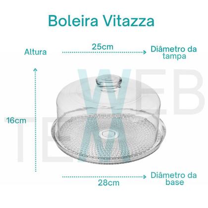Imagem de Conjunto 2 Boleiras com e sem Pé e Queijeira Porta Queijos de Vidro Vitazza Bolos, Doces, Mesa Posta, Praticidade Sustentável, Organização, Decoração