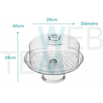 Imagem de Conjunto 2 Boleiras de Vidro com e sem Pé Tampa Petit Poa Vitazza Prato 28cm para Bolo, Festa, Decoração, Organização, Mesa Posta Elegante Sustentável