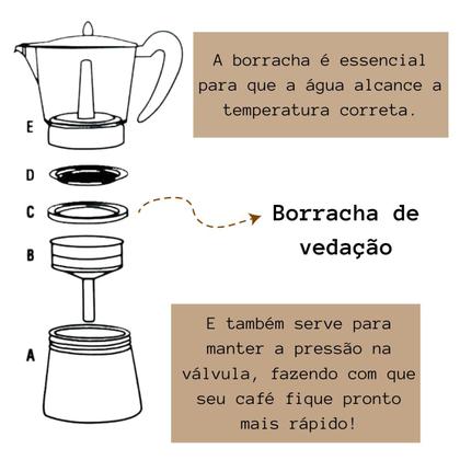 Imagem de Conjunto 2 Borrachas De Vedação Para Cafeteira Italiana 6 Cafés Kit Anel Vedação Branco
