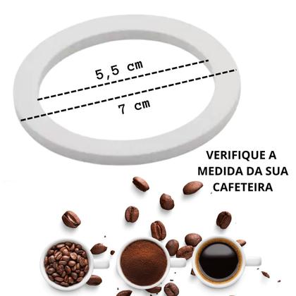 Imagem de Conjunto 2 Borrachas De Vedação Para Cafeteira Italiana 6 Cafés Kit Anel Vedação Branco