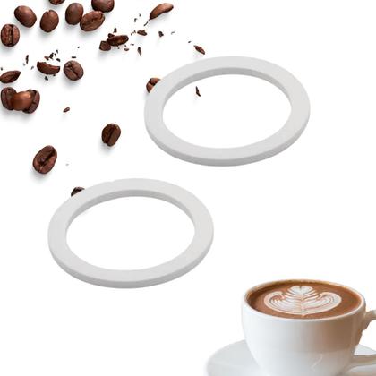 Imagem de Conjunto 2 Borrachas De Vedação Para Cafeteira Italiana 6 Cafés Kit Anel Vedação Branco