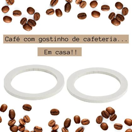 Imagem de Conjunto 2 Borrachas De Vedação Para Cafeteira Italiana 6 Cafés Kit Anel Vedação Branco
