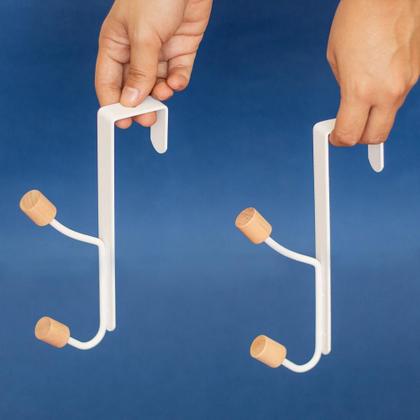 Imagem de Conjunto 2 Cabideiros Ferreiro Gancho Para Porta Branco