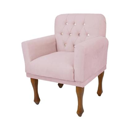 Imagem de Conjunto 2 Cadeira Poltrona Estofada Para Sala de Visitas Anitta Suede Rosa Bebe LM DECOR