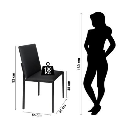 Imagem de Conjunto 2 cadeiras cozinha jantar ciplafe dubai tubo preto fosco assento estofado