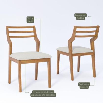 Imagem de Conjunto 2 Cadeiras De Jantar Estrutura Em Madeira Tauri Natuame Damasco Cimol