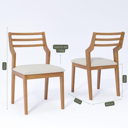 Imagem de Conjunto 2 Cadeiras De Jantar Estrutura Em Madeira Tauri Natuame Damasco Cimol