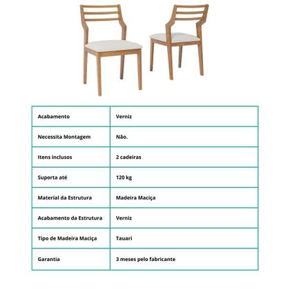 Imagem de Conjunto 2 Cadeiras De Jantar Estrutura Em Madeira Tauri Natuame Damasco Cimol