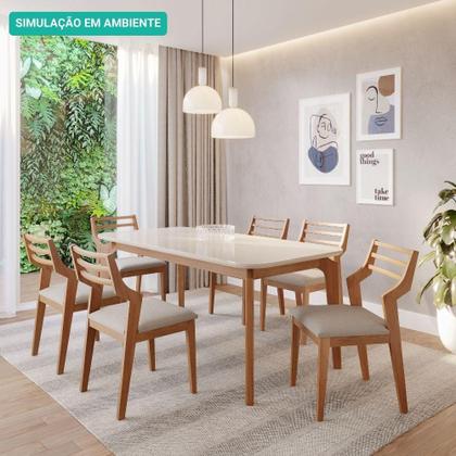 Imagem de Conjunto 2 Cadeiras De Jantar Estrutura Em Madeira Tauri Natuame Damasco Cimol