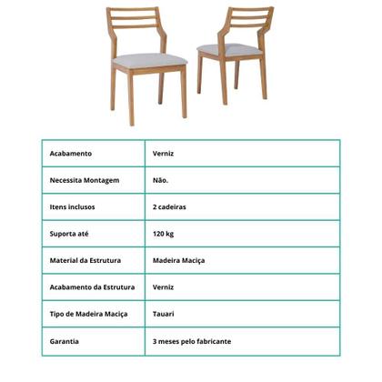 Imagem de Conjunto 2 Cadeiras De Jantar Estrutura Em Madeira Tauri Natuame Damasco Cimol