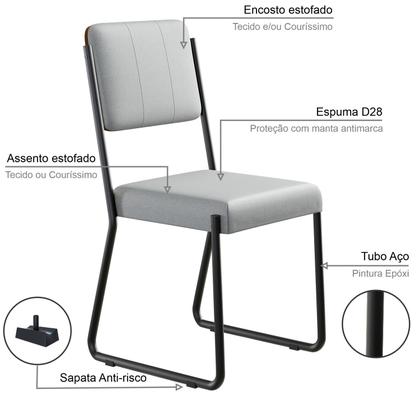 Imagem de Conjunto 2 Cadeiras de Jantar Next Tecido Mesclado Est.Preta