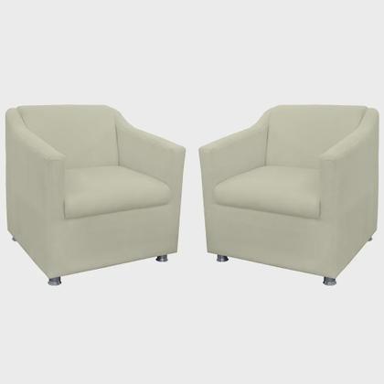 Imagem de Conjunto 2 Cadeiras Decorativa Tila Escritório Consultório Suede Palha - Kimi Design