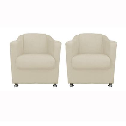 Imagem de Conjunto 2 Cadeiras Decorativa Tila Escritório Consultório Suede Palha - Kimi Design