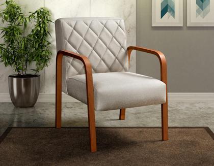 Imagem de Conjunto 2 Cadeiras Lara Braço Madeira Poltronas Decoração Sala Recepção