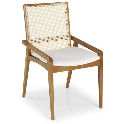 Imagem de Conjunto 2 Cadeiras Madeira Maciça Encosto em Tela Assento Estofado Siena