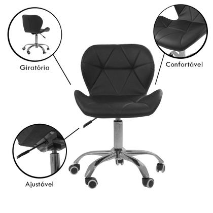 Imagem de Conjunto 2 Cadeiras Office Eiffel Slim Giratória Ajustável Preta