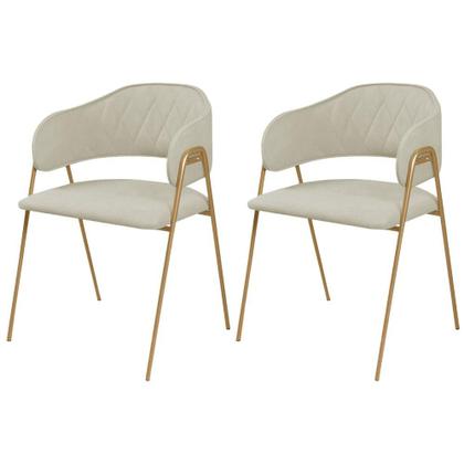 Imagem de Conjunto 2 Cadeiras Veneza no Boucle Off e Metal Dourado