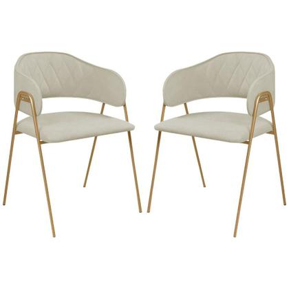 Imagem de Conjunto 2 Cadeiras Veneza no Boucle Off e Metal Dourado